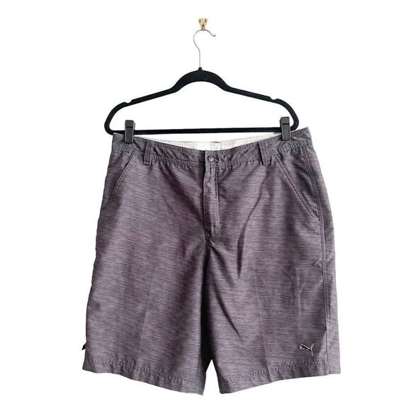 Puma Sport Style Shorts Flat Front Gray Black Hybrid Men's Size 36 - Picture 1 of 11